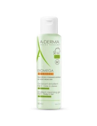 A Derma Exomega Gel Limpiador 2 en 1 Cuerpo y Cabello 500ml