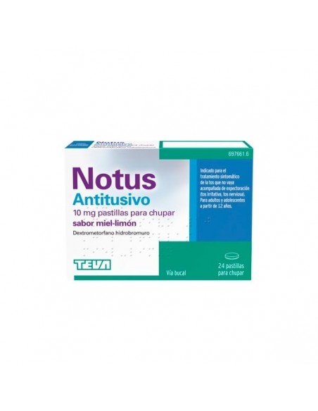 Notus Antitusivo 10 mg 24 pastillas para chupar sabor miel-limón