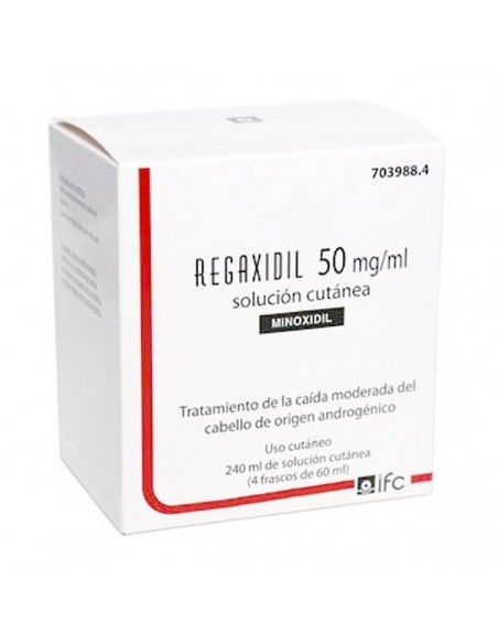 Regaxidil 50 mg/ml Solución Cutánea, 4 Frascos de 60ml