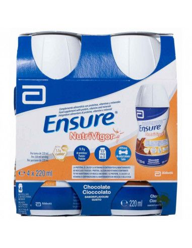 ENSURE NUTRIVIGOR 4 BOTELLAS 220 ML CHOCOLATE ENSURE NUTRIVIGOR 4 BOTELLAS 220 ML CHOCOLATE