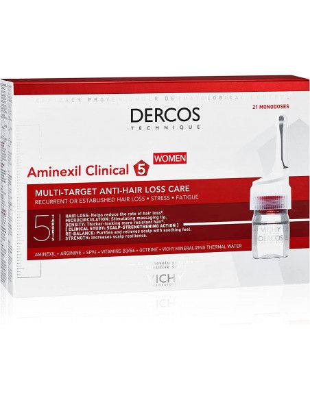 Vichy Dercos Aminexil Clinical 5 - Anticaída Mujer - 6ml X 21