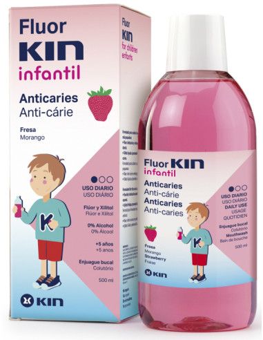Fluor-Kin Infantil colutorio fresa 500ml Fluor-Kin Infantil colutorio fresa 500ml