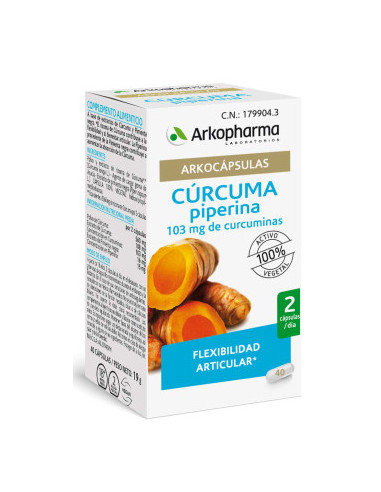 Arkocápsulas Cúrcuma Piperina Bio 40... Arkocápsulas Cúrcuma Piperina Bio 40...