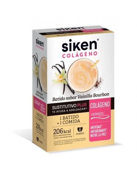 Siken Sustitutivo Colágeno Batido Vainilla Bourbon 6 Sobres