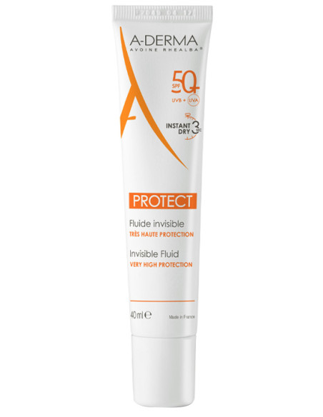 Protección Solar Corporal A-Derma Protect Fluido Invisible FPS 50+ 40 ml Protección Solar Corporal A-Derma Protect Fluido Invisible FPS 50+ 40 ml