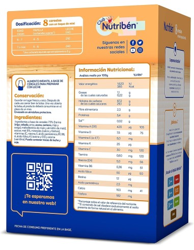 Nutribén® 8 cereales con miel y 4... Nutribén® 8 cereales con miel y 4...