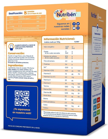 Nutribén® 8 cereales con miel y 4 frutas 600g