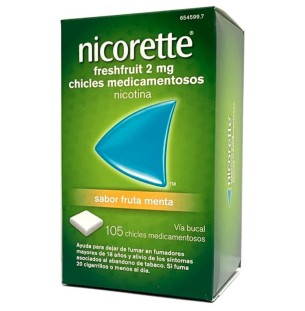 Nicorette Freshfruit 2mg 105 Chicles Medicamentosos Nicotina Sabor Fruta Menta