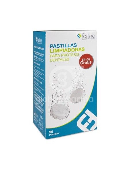 Farline Pastillas Limpiadoras prótesis dentales 96 pastillas