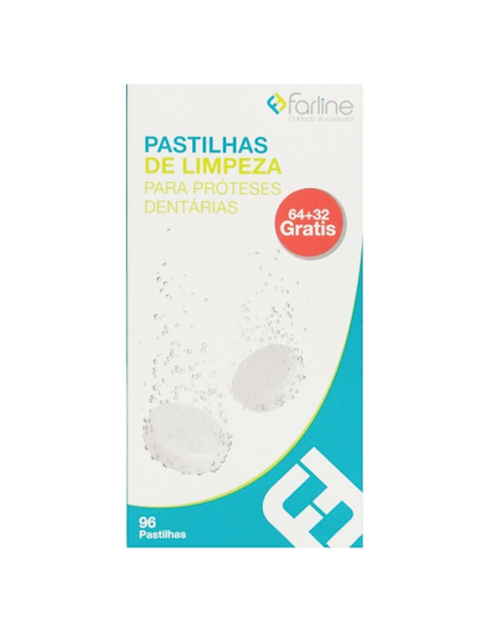 Farline Pastillas Limpiadoras prótesis dentales 96 pastillas