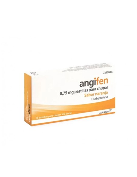 Angifen 16 Pastillas para Chupar Sabor Naranja