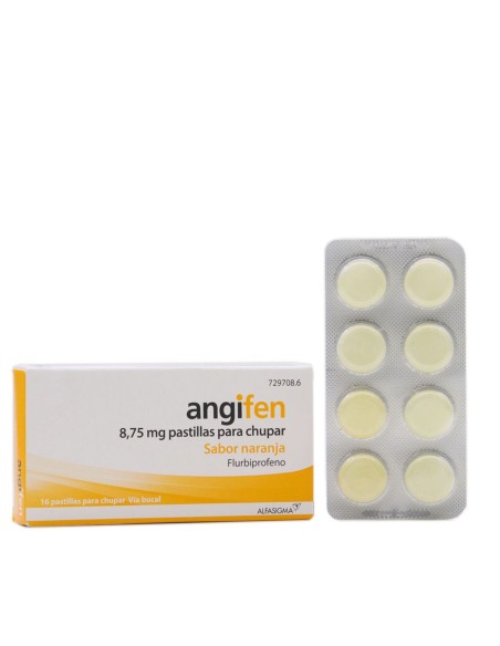 Angifen 16 Pastillas para Chupar Sabor Naranja