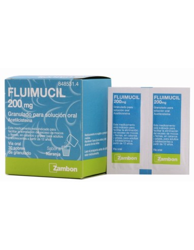 Fluimucil 200mg 30 Sobres Granulado Para Solución Oral