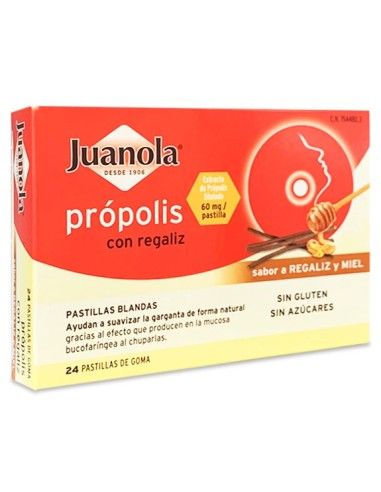 Juanola® própolis con miel sabor regaliz 24uds