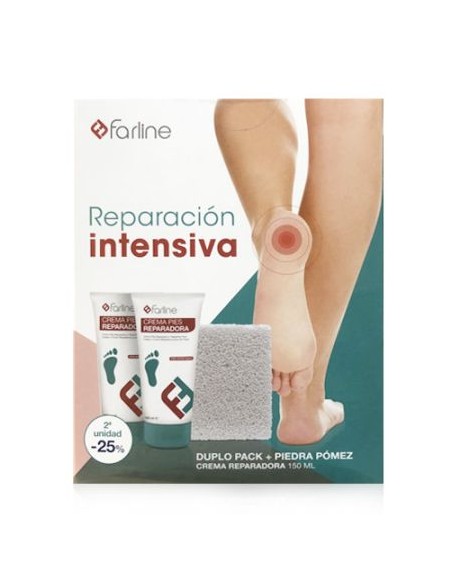 Farline Pack Crema Reparadora Intensiva 2x150ml + Piedra Pómez