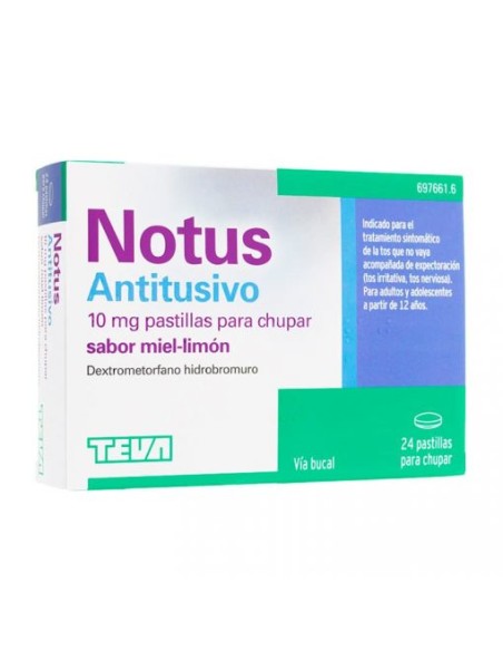 Notus Antitusivo 10 mg 24 pastillas para chupar sabor miel-limón