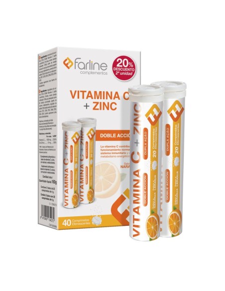 Farline DUPLO Vitamina C+ Zinc 40 comprimidos