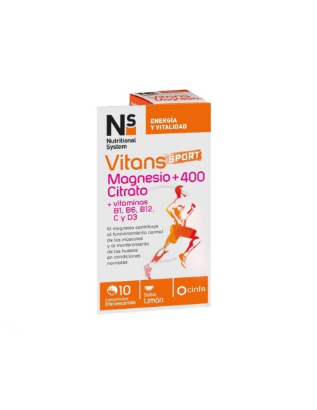 Ns Vitans Sport Magnesio+400citrato 10 comp efervescentes