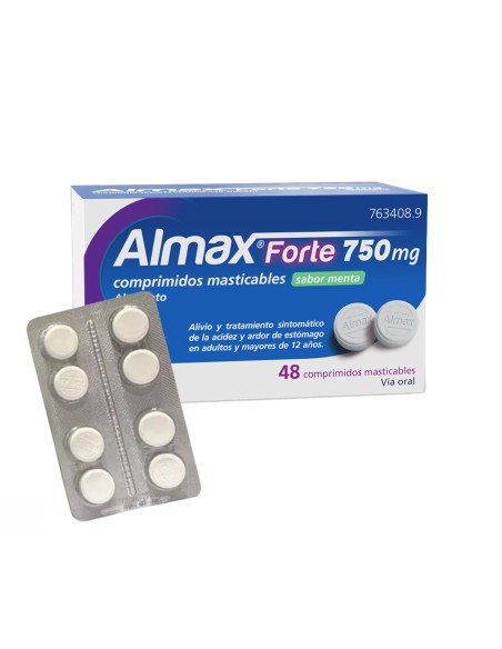 Almax Forte 750 mg 48 comprimidos masticables Menta