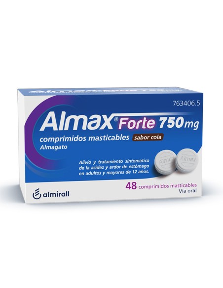 Almax Forte 750 mg 48 comprimidos masticables Sabor Cola