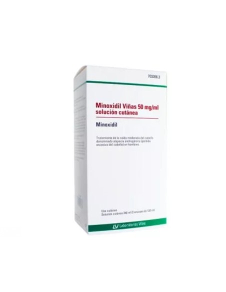 Minoxidil Viñas 50 mg/ml Solución Cutánea 240 ml (2 frascos de 120 ml)