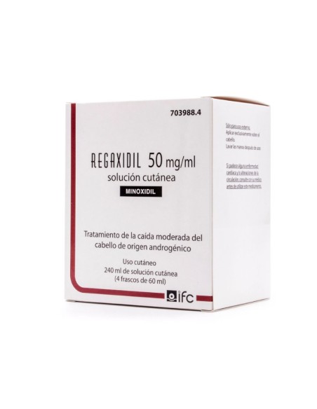 Regaxidil 50 mg/ml Solución Cutánea, 4 Frascos de 60ml