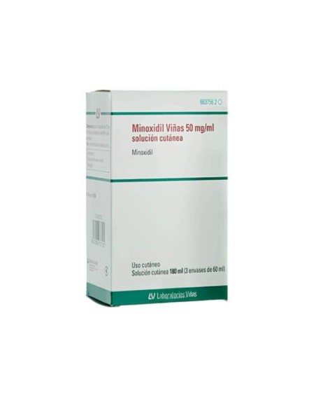 Minoxidil Viñas 50 mg/ml Solución Cutánea 180 ml (3 frascos de 60 ml)