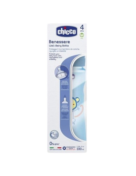 Chicco Biberón Tetina Silicona Fisiológico 4+ m Flujo Rápido 330 ml