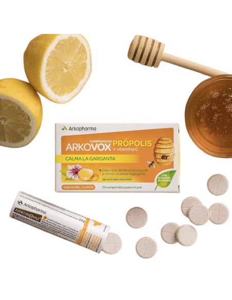 Arkopharma Arkovox Própolis y Vitamina C Sabor Miel y Limón 24 comprimidos para chupar
