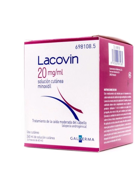 Lacovin 20mg/ml Solución Cutánea 4 Frascos 60ml
