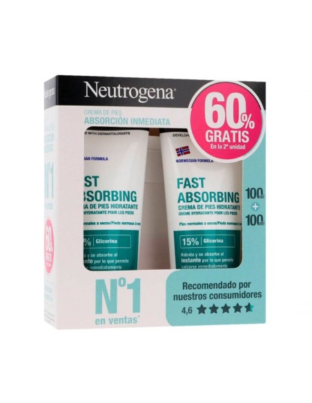 Neutrogena Duplo Crema de Pies Absorción Inmediata 2x100 ml