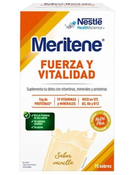 Meritene Fuerza Y Vitalidad Batido Sabor Vainilla 15 Sobres