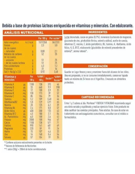 Meritene Fuerza Y Vitalidad Batido Sabor Vainilla 15 Sobres