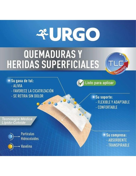 Urgo Apósito Estériles Para Quemaduras Y Heridas Superficiales, 10 X 7 Cm