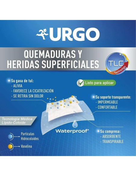Urgo Quemaduras Y Heridas Superficiales 10 Cm X 7 Cm, 4 Apósitos