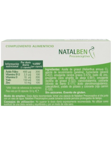 Natalben Preconceptivo 30 cápsulas Natalben Preconceptivo 30 cápsulas