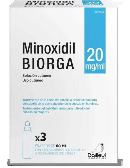 Biorga 20 mg/ml Minoxidil Solución Cutanea 3 x 60 ml