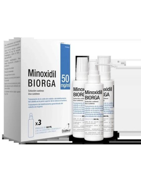 Minoxidil Biorga 50 Mg/ Ml Minoxidil Solución Cutánea 3 Frascos
