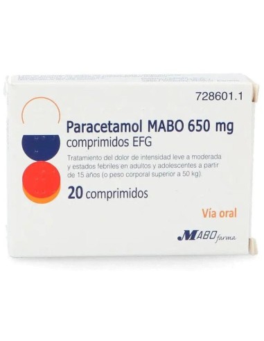 Paracetamol Mabo 650 mg 20 Comprimidos