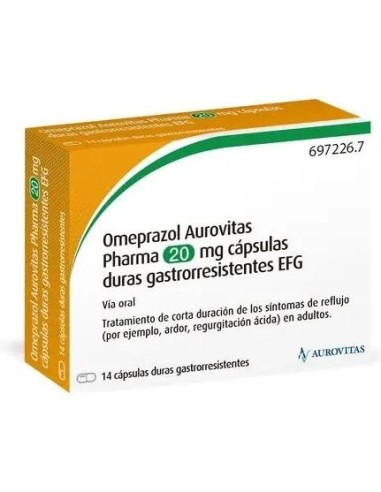 Omeprazol Aurovitas 20 mg 14 Cápsulas Omeprazol Aurovitas 20 mg 14 Cápsulas