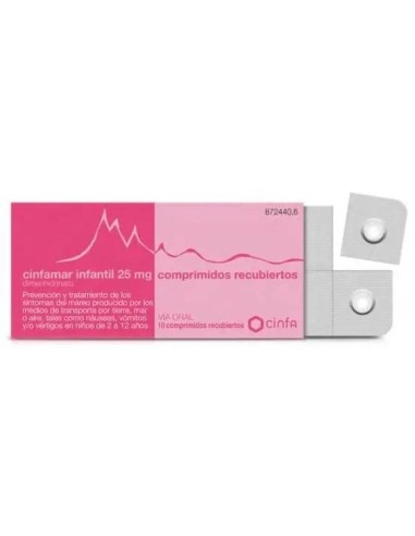 Cinfamar Infantil 25 Mg 10 Comprimidos