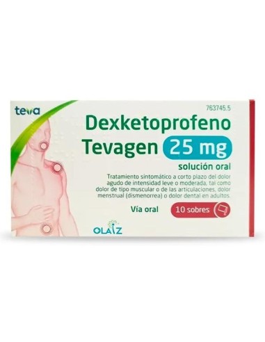 Dexketoprofeno Tevagen 25 Mg 10 Sobres Dexketoprofeno Tevagen 25 Mg 10 Sobres