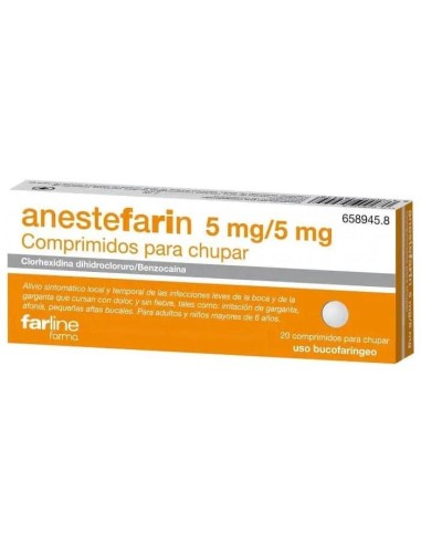 Anestefarin 5 Mg/5Mg 20 Comprimidos