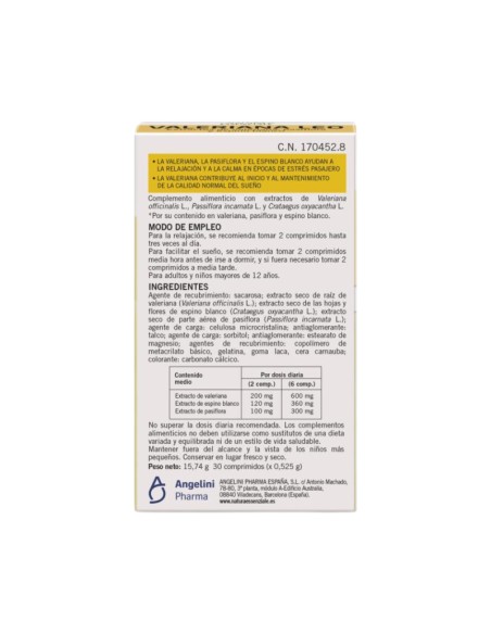 Natura Valeriana Leo 30 comprimidos
