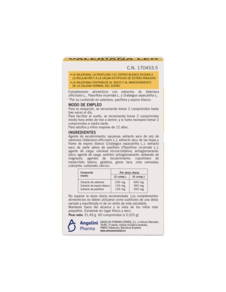 Natura Valeriana Leo 60 comprimidos