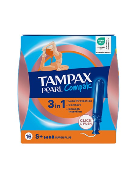 Tampax Pearl Compak Super Plus Con Aplicador 16 unidades