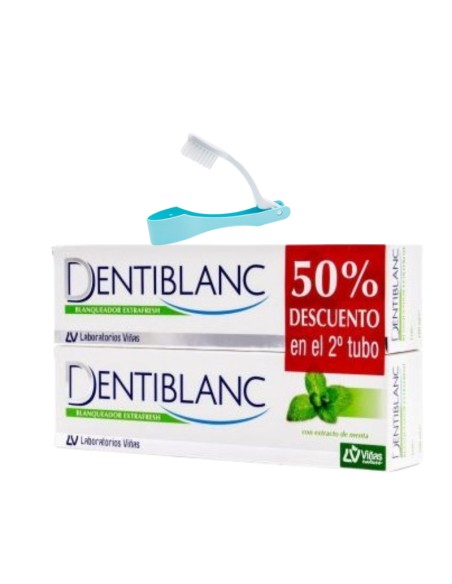 Dentiblanc Pasta dental Blanqueador Extrafresh Duplo 2x100ml + cepillo viaje de regalo