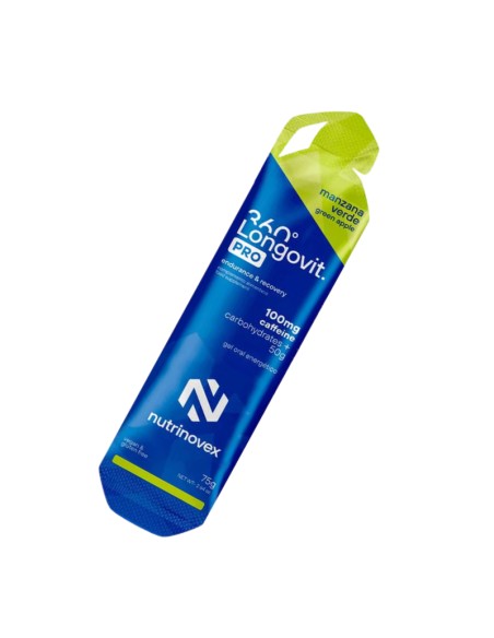 Nutrinovex Longovit Pro 360 Gel 50 g CHO + 100 mg Cafeína Manzana Verde 75 ml