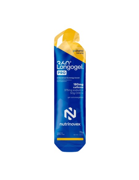 Nutrinovex Longogel Pro 360º 180mg Cafeína + 375mg Sodio + 50g CHO Plátano75 Mg