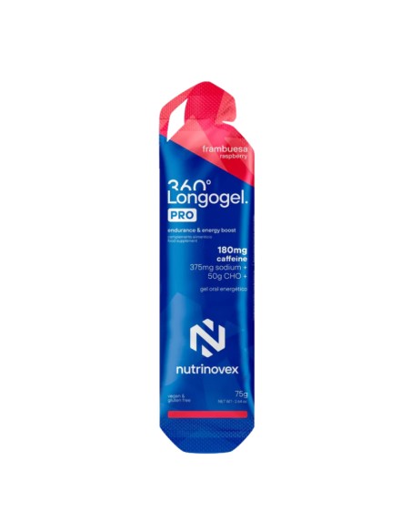 Nutrinovex Longogel Pro 360º 180mg Cafeína + 375mg Sodio + 50g CHO Frambuesa 75 Mg